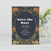 Elegante bloemenkunst nouveau bruiloft save the date (Staand voorkant)