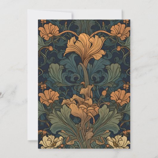 Elegante bloemenkunst nouveau bruiloft save the date (Achterkant)