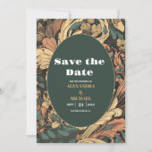 Elegante bloemenkunst nouveau bruiloft save the date (Voorkant)