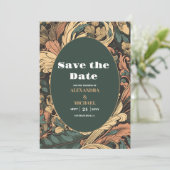 Elegante bloemenkunst nouveau bruiloft save the date (Staand voorkant)