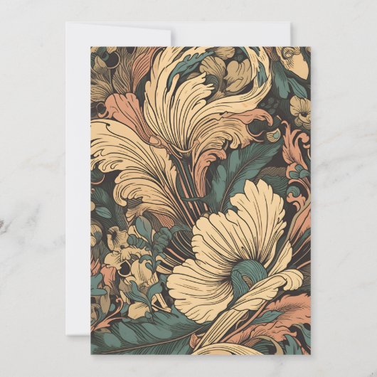Elegante bloemenkunst nouveau bruiloft save the date (Achterkant)