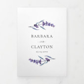 Elegante bloemenlavendel Alles in één bruiloft Drieluik Uitnodiging (Cover)