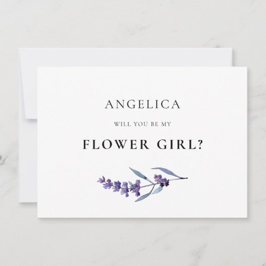 Elegante Bloemenlavendel Bloemenmeisje Proposal Ka Kaart (Voorkant)