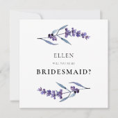 Elegante bloemenlavendel bruidsmeisje voorstel kaa kaart (Voorkant)