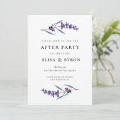 Elegante bloemenlavendel bruiloft na feest kaart (Staand voorkant)