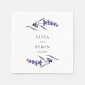 Elegante bloemenlavendel bruiloft papier servet (Voorkant)