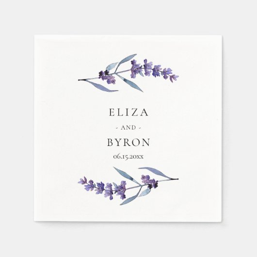 Elegante bloemenlavendel bruiloft papier servet (Voorkant)