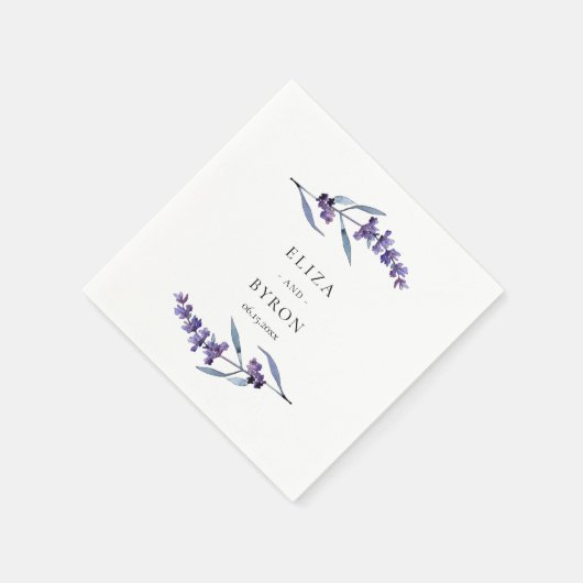 Elegante bloemenlavendel bruiloft papier servet (Hoek)