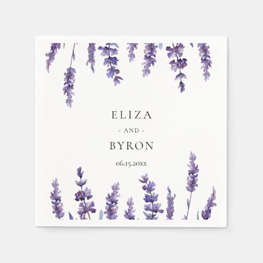 Elegante bloemenlavendel bruiloft papier servet (Voorkant)