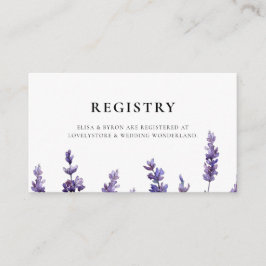 Elegante bloemenlavendel bruiloft registerkaart informatiekaartje