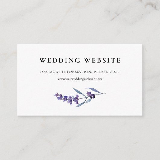 Elegante bloemenlavendel bruiloft website kaart (Voorkant)