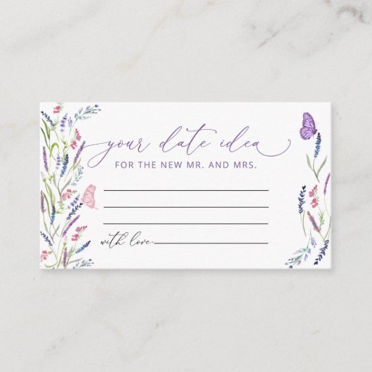 Elegante Bloemenlavendel Datum Nachtideeën Informatiekaartje (Voorkant)