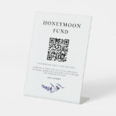Elegante Bloemenlavendel Honeymoon Fund QR-code Reclamebord Met Voetstuk (Voorkant)