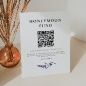 Elegante Bloemenlavendel Honeymoon Fund QR-code Reclamebord Met Voetstuk