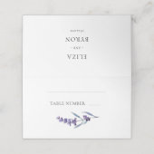 Elegante bloemenlavendel plaatskaartje (Buitenkant ongevouwen)