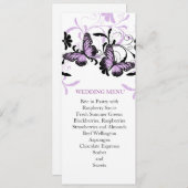 Elegante Bloemenlavendel Vlinder Bruiloft Menu (Voorkant / Achterkant)