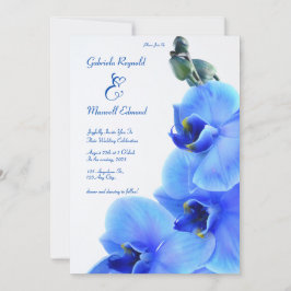 Elegante Bloemenliefde Blauwe Orchideeën Bruiloft Kaart