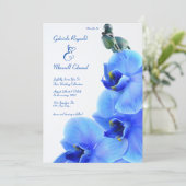 Elegante Bloemenliefde Blauwe Orchideeën Bruiloft Kaart (Staand voorkant)