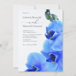 Elegante Bloemenliefde Blauwe Orchideeën Bruiloft Kaart