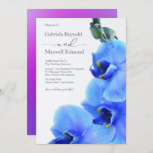 Elegante Bloemenliefde Blauwe Orchideeën Bruiloft Kaart (Voorkant / Achterkant)
