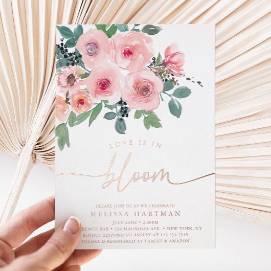 Elegante bloemenliefde is in bloei Vrijgezellenfee Folie Uitnodiging