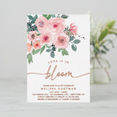 Elegante bloemenliefde is in bloei Vrijgezellenfee Folie Uitnodiging (Staand Voorkant)