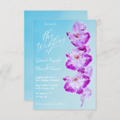 Elegante Bloemenliefde Wit Blauwe Orchideeën Bruil Kaart (Voorkant / Achterkant)