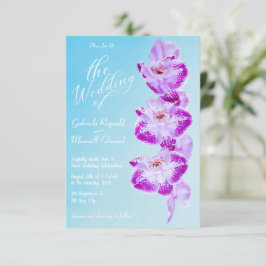 Elegante Bloemenliefde Wit Blauwe Orchideeën Bruil Kaart