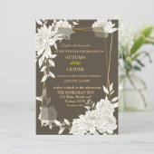 Elegante bloemenlijn kunst bruiloft uitnodiging ka (Staand voorkant)