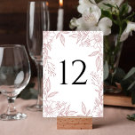 Elegante Bloemenlijn Tekening Blush Roze Bruiloft Kaart<br><div class="desc">Deze prachtige trouwtafel nummerkaarten zijn voorzien van een bloemenlijn tekening lijst in blush roze. Stijlvol,  elegant en klassiek - perfect voor uw speciale dag!</div>