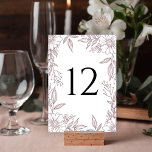 Elegante Bloemenlijn Tekening Mauve Bruiloft Kaart<br><div class="desc">Deze prachtige trouwtafel nummerkaarten zijn voorzien van een bloemenlijn tekening lijst in mauve. Stijlvol,  elegant en klassiek - perfect voor uw speciale dag!</div>