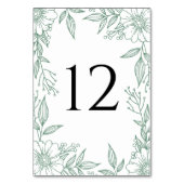 Elegante Bloemenlijn Tekening Mint Groene Bruiloft Kaart (Achterkant)