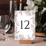 Elegante Bloemenlijn Tekening Roest Rode Bruiloft Kaart<br><div class="desc">Deze prachtige trouwtafel nummerkaarten zijn voorzien van een bloemenlijn tekening lijst in kaneel / roest rood. Stijlvol,  elegant en klassiek - perfect voor uw speciale dag!</div>