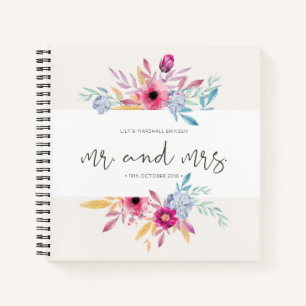 Elegante BloemenM. & Mevr. Wedding Guestbook Notitieboek
