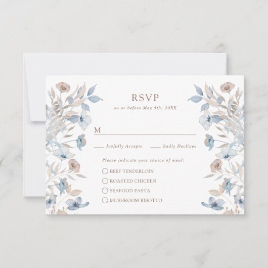 Elegante bloemenmaaltijden RSVP kaartje (Voorkant)