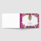 Elegante bloemenmagenta lente katholieke bruiloft gastenboek (Volledig)