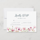 Elegante bloemenmagnolia waterverf RSVP-kaarten Kaart (Voorkant)