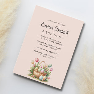 Elegante Bloemenmand Easter Brunch Egg Hunt Kaart