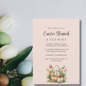 Elegante Bloemenmand Easter Brunch Egg Hunt Kaart