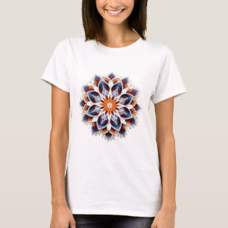 Elegante Bloemenmandala – Vurig blauw en goud T-shirt