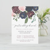 Elegante bloemenmarine en pruim | Post Bruiloft Br Kaart (Staand voorkant)