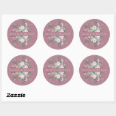 Elegante bloemenmauve ronde sticker (Vel)