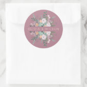 Elegante bloemenmauve ronde sticker (Tas)
