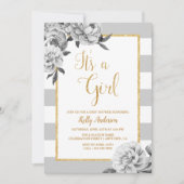 Elegante bloemenmeisje babyshower uitnodiging (Voorkant)