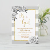 Elegante bloemenmeisje babyshower uitnodiging (Staand voorkant)