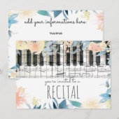 Elegante bloemenmeisjesmuziek recital kaart (Voorkant / Achterkant)