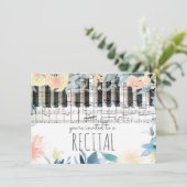 Elegante bloemenmeisjesmuziek recital kaart (Staand voorkant)