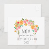 Elegante bloemenmoederdag briefkaart (Voorkant / Achterkant)