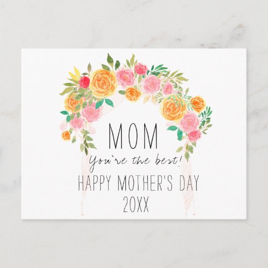 Elegante bloemenmoederdag briefkaart (Voorkant)