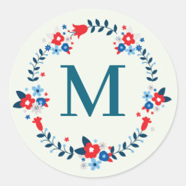 Elegante bloemenmonogram Sticker - Abhaya Libre
